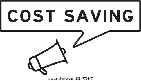 Megaphone icon with speech bubble in word cost saving on white background