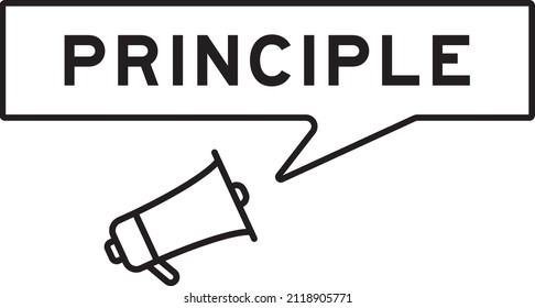 Megaphone icon with speech bubble in word principle on white background