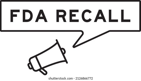 Megaphone Icon With Speech Bubble In Word FDA Recall On White Background