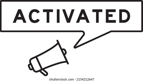 Megaphone icon with speech bubble in word activated on white background