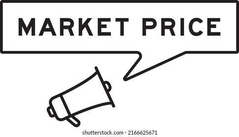 Megaphone icon with speech bubble in word market price on white background