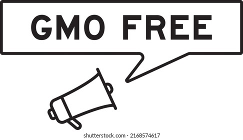 Megaphone icon with speech bubble in word GMO (abbreviation of Genetically Modified Organisms) free on white background