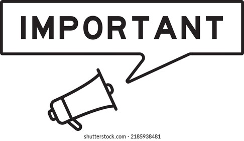 Megaphone icon with speech bubble in word important on white background