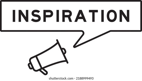 Megaphone icon with speech bubble in word inspiration on white background