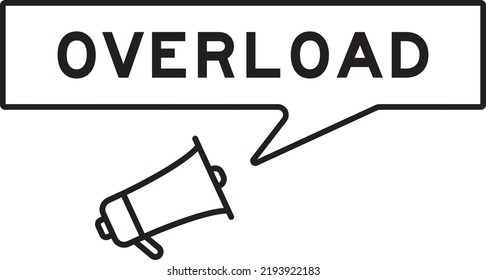 Megaphone icon with speech bubble in word overload on white background