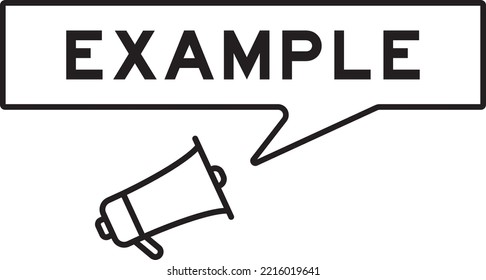 Megaphone icon with speech bubble in word example on white background