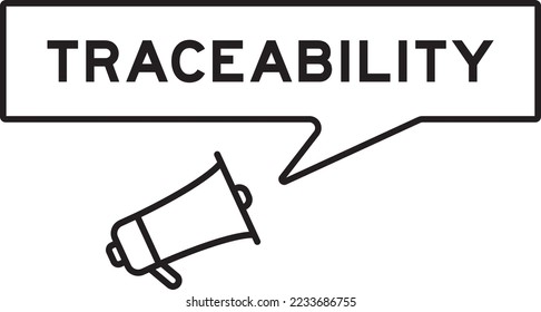 Megaphone icon with speech bubble in word traceability on white background