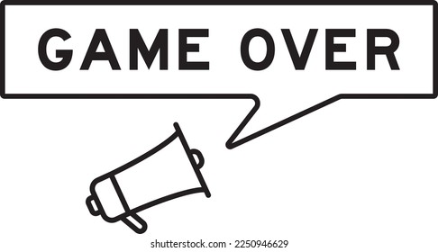 Megaphone icon with speech bubble in word game over on white background