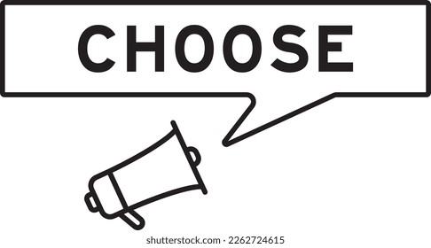 Megaphone-Symbol mit Sprachblase in Wort auf weißem Hintergrund auswählen