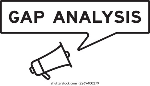 Megaphone icon with speech bubble in word gap analysis on white background