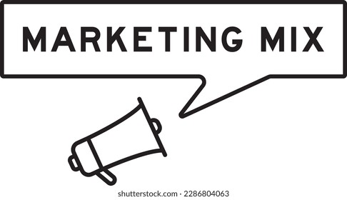 Megaphone icon with speech bubble in word marketing mix on white background