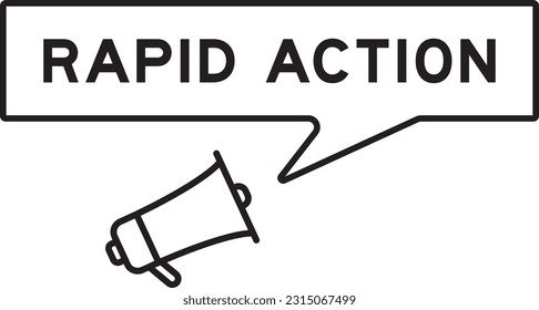 Megaphone icon with speech bubble in word rapid action on white background