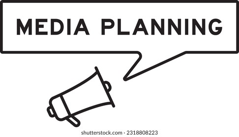 Megaphone icon with speech bubble in word media planning on white background