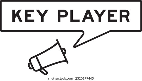 Megaphone icon with speech bubble in word key player on white background