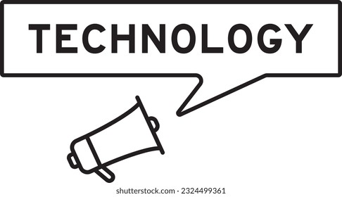 Icono Megáfono con burbuja de voz en tecnología de palabra en fondo blanco