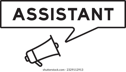 Megaphone icon with speech bubble in word assistant on white background