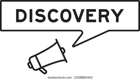 Megaphone icon with speech bubble in word discovery on white background