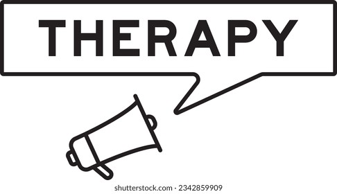 Megaphone icon with speech bubble in word therapy on white background