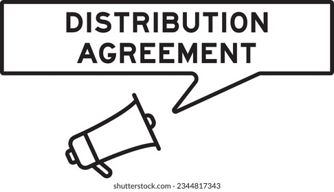 Megaphone icon with speech bubble in word distribution agreement on white background