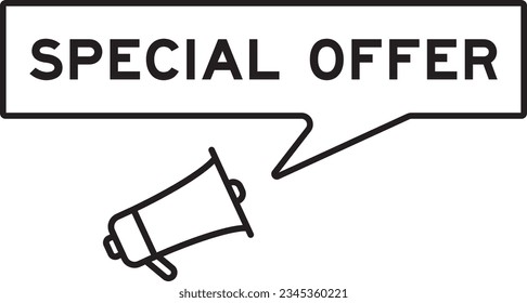 Icono Megáfono con burbuja de voz en oferta especial de palabra sobre fondo blanco
