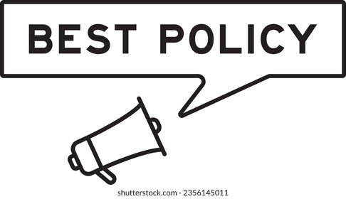 Megaphone icon with speech bubble in word best  policy on white background