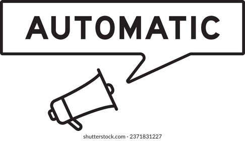 Icono Megáfono con burbuja de voz en la palabra automático en fondo blanco
