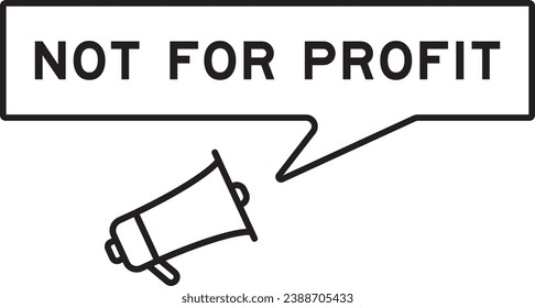 Megaphone-Symbol mit Sprachblase in Wort ohne Profit auf weißem Hintergrund