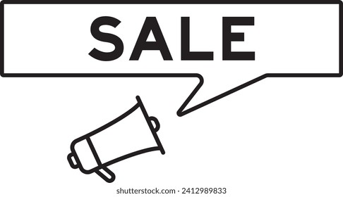 Megaphone icon with speech bubble in word sale on white background