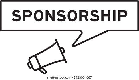 Megaphone icon with speech bubble in word sponsorship on white background