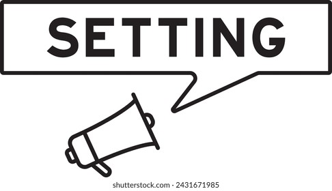 Megaphone icon with speech bubble in word setting on white background