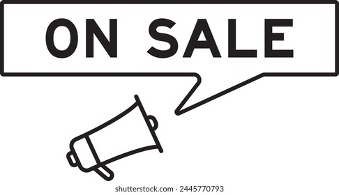 Megaphone icon with speech bubble in word on sale on white background