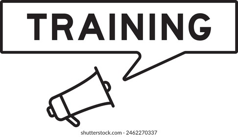 Megaphone icon with speech bubble in word training on white background