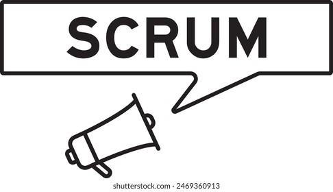 Megaphone icon with speech bubble in word scrum on white background