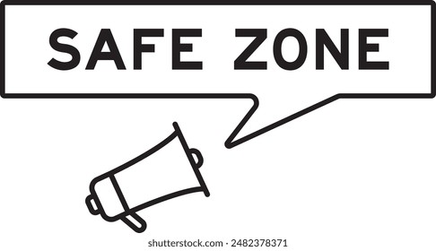 Megaphone icon with speech bubble in word safe zone on white background