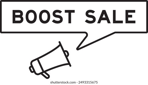 Megaphon-Symbol mit Sprechblase in Word Boost Sale auf weißem Hintergrund