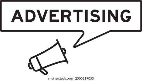 Megaphone icon with speech bubble in word advertising on white background