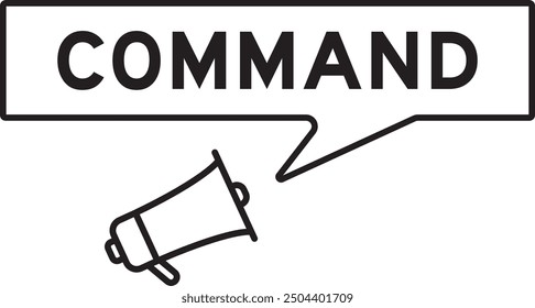 Megaphone icon with speech bubble in word command on white background