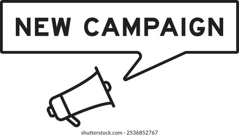 Megaphone icon with speech bubble in word new campaign on white background