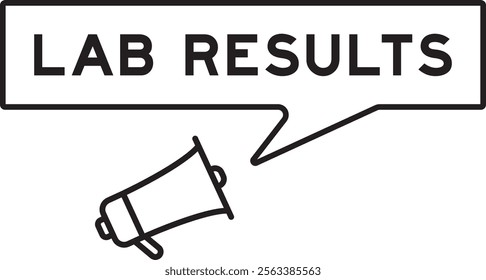 Megaphone icon with speech bubble in word lab results on white background
