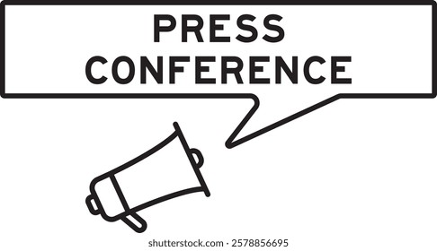 Megaphone icon with speech bubble in word press conference on white background