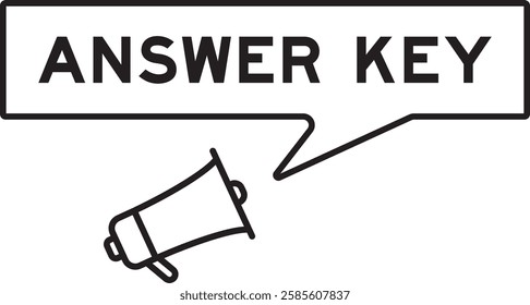 Megaphone icon with speech bubble in word answer key on white background