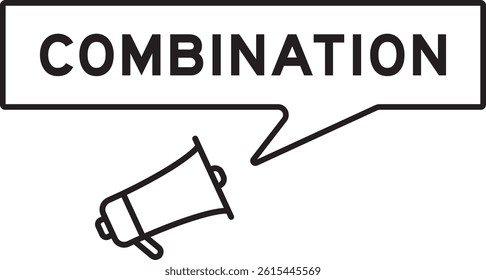 Megaphone icon with speech bubble in word combination on white background