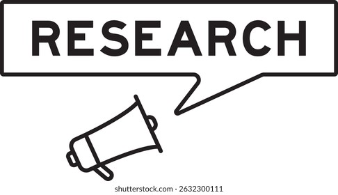 Megaphone icon with speech bubble in word research on white background