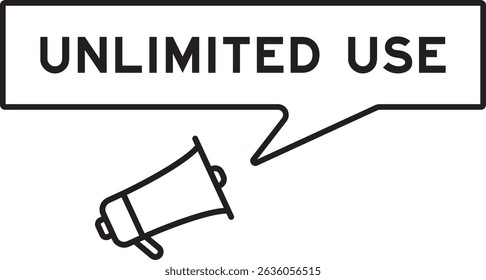 Megaphone icon with speech bubble in word unlimited use on white background
