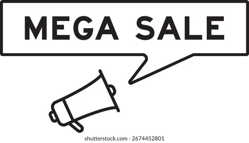 Megaphon-Symbol mit Sprechblase im Mega-Wortverkauf auf weißem Hintergrund
