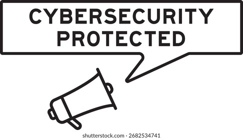 Megaphon-Symbol mit Sprechblase im Wort Cybersicherheit auf weißem Hintergrund geschützt