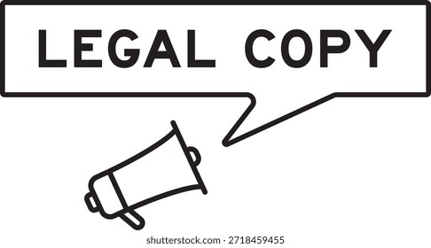 Icono del megáfono con la burbuja del discurso en la copia legal de la palabra en el fondo blanco