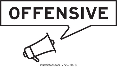 Icono del megáfono con la burbuja del discurso en la palabra ofensiva en el fondo blanco