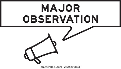 Megaphone icon with speech bubble in word major observation on white background