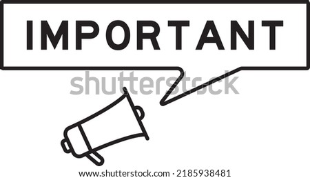 Megaphone icon with speech bubble in word important on white background